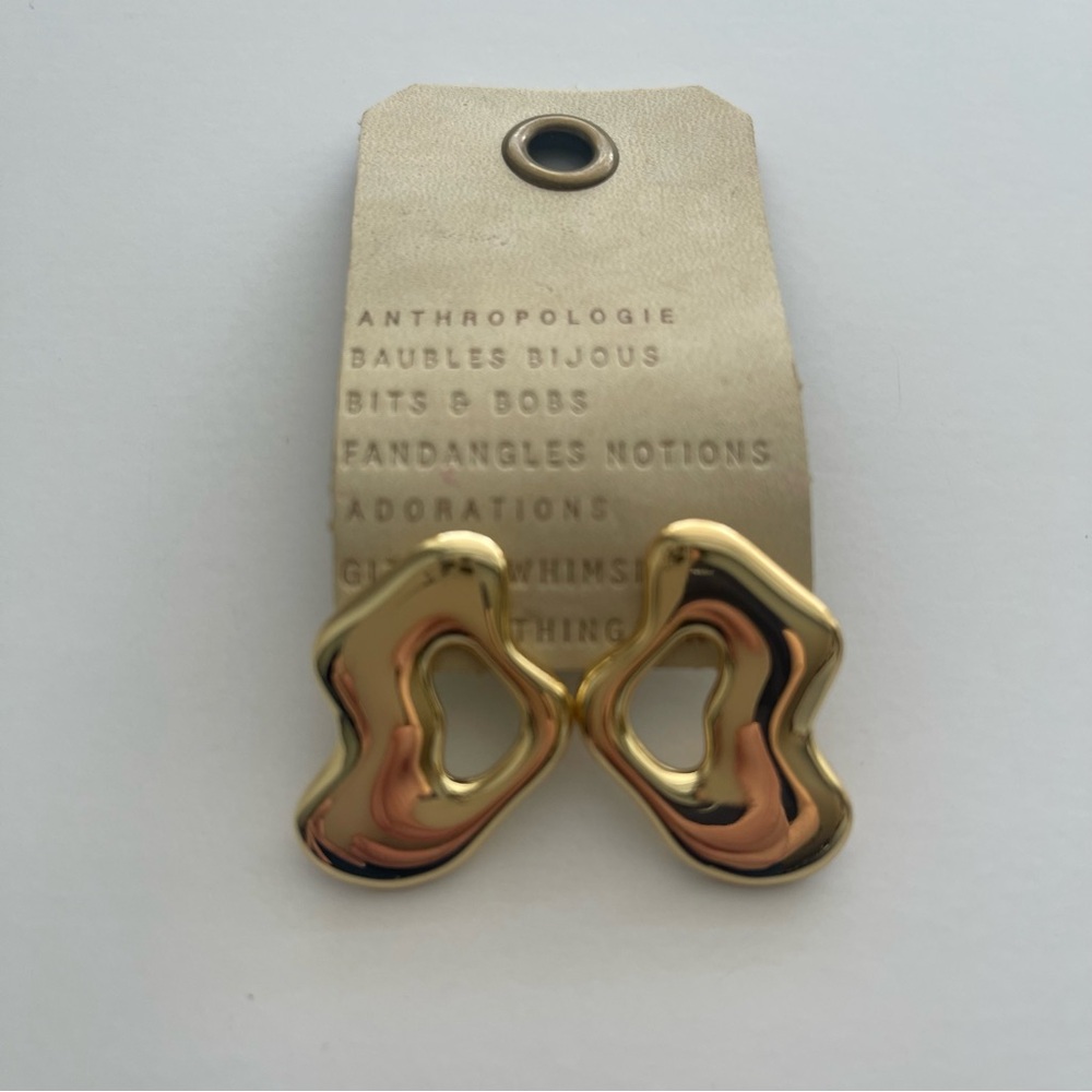 Anthropologie Gold Tone Pierced Earrings Made in Thailand